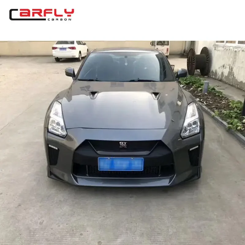 For Nissa n GTR R35 Carbon Fiber Front Bumper With front lipand hood for 2017 2018 custom