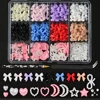 12Grids/Box Mixed Resin Bowknot Nail Charms 3D Colorful Bow Kawaii Rhinestone Nail Art Decorations DIY Manicure Parts Pen Tweeze 4