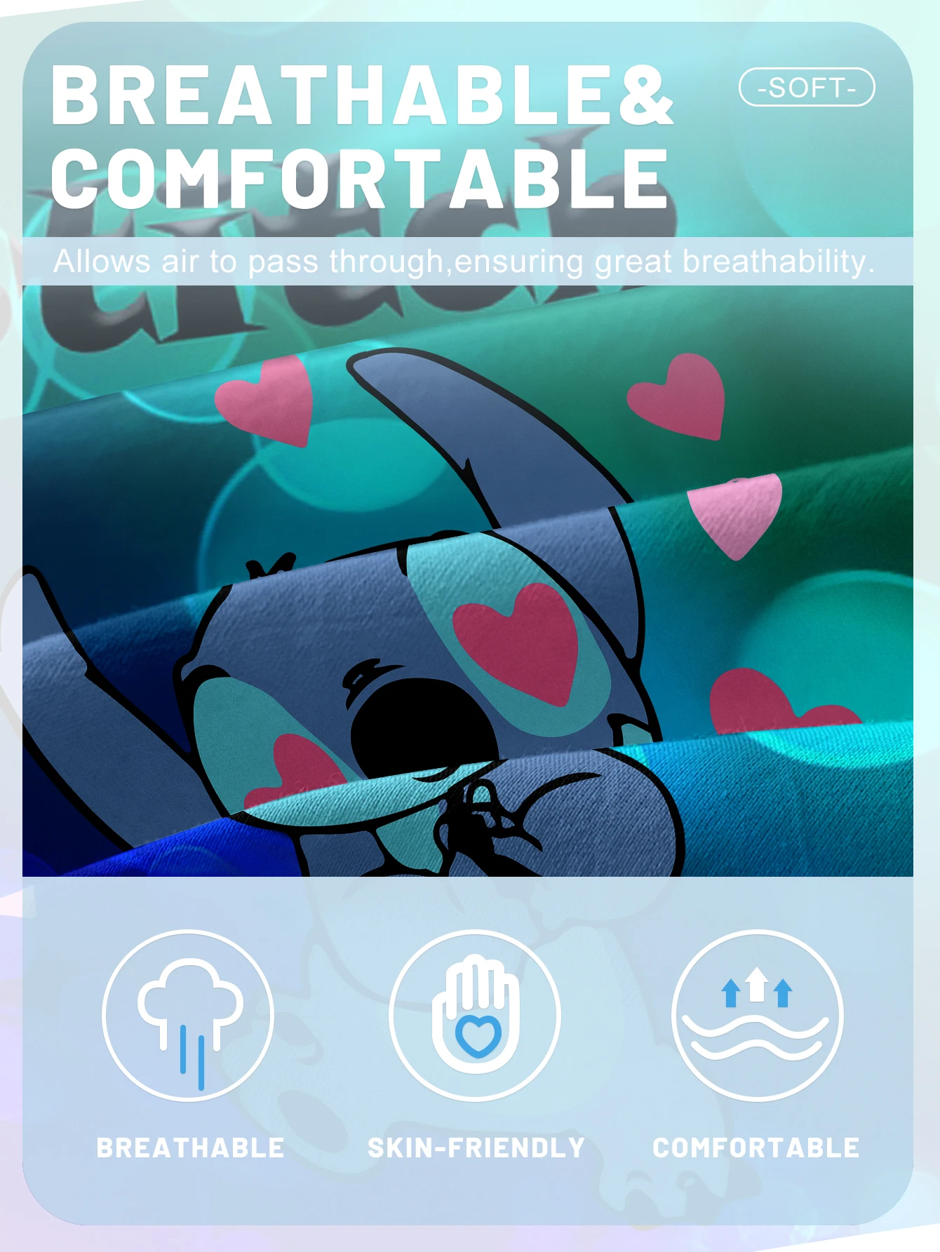 1 cartoon cute Stitch pattern digital printed frosted Fitted Sheet,bedroom printed bed cover,bedding(No pillowcase) 5