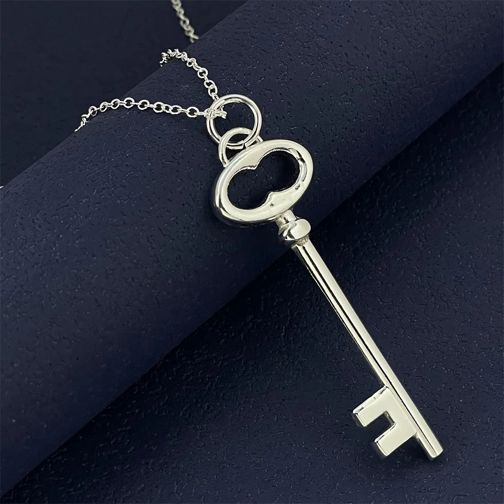 925 Silver Necklace Oval Ring Key Pendant Suitable For Men And Women To Wear Daily pendant necklace silver necklace silver pendant