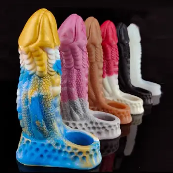 Wholesale from 30 Pieces Dragon Scale Silicone Dildo Cover Extension Sleeves Anal Plug Soft Realistic Animal Penis Vagina G-spot Stimulator Suction Cup Factories Dragon Scale Silicone Dildo Cover Extension Sleeves Anal Plug Soft Realistic Animal Penis Vagina G spot