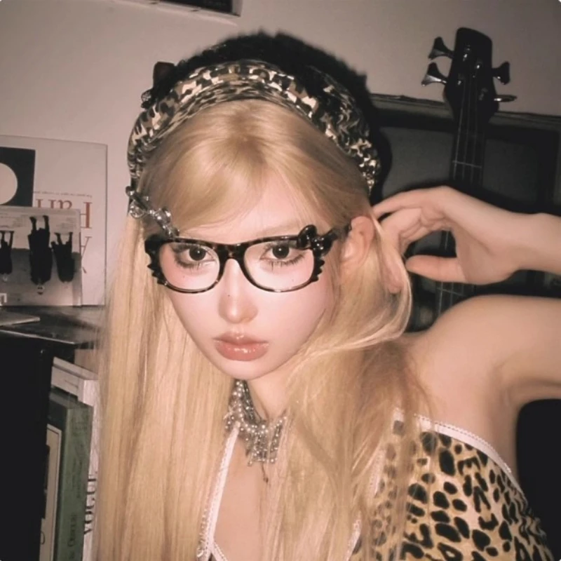 Sweet Girl Brillengestell mit Leopardenmuster, niedliche Cat-Eye-Brille, modische Retro-Brille für Damen, schwarzer Brillenrahmen, Cosplay-Dekoration – Detail 13