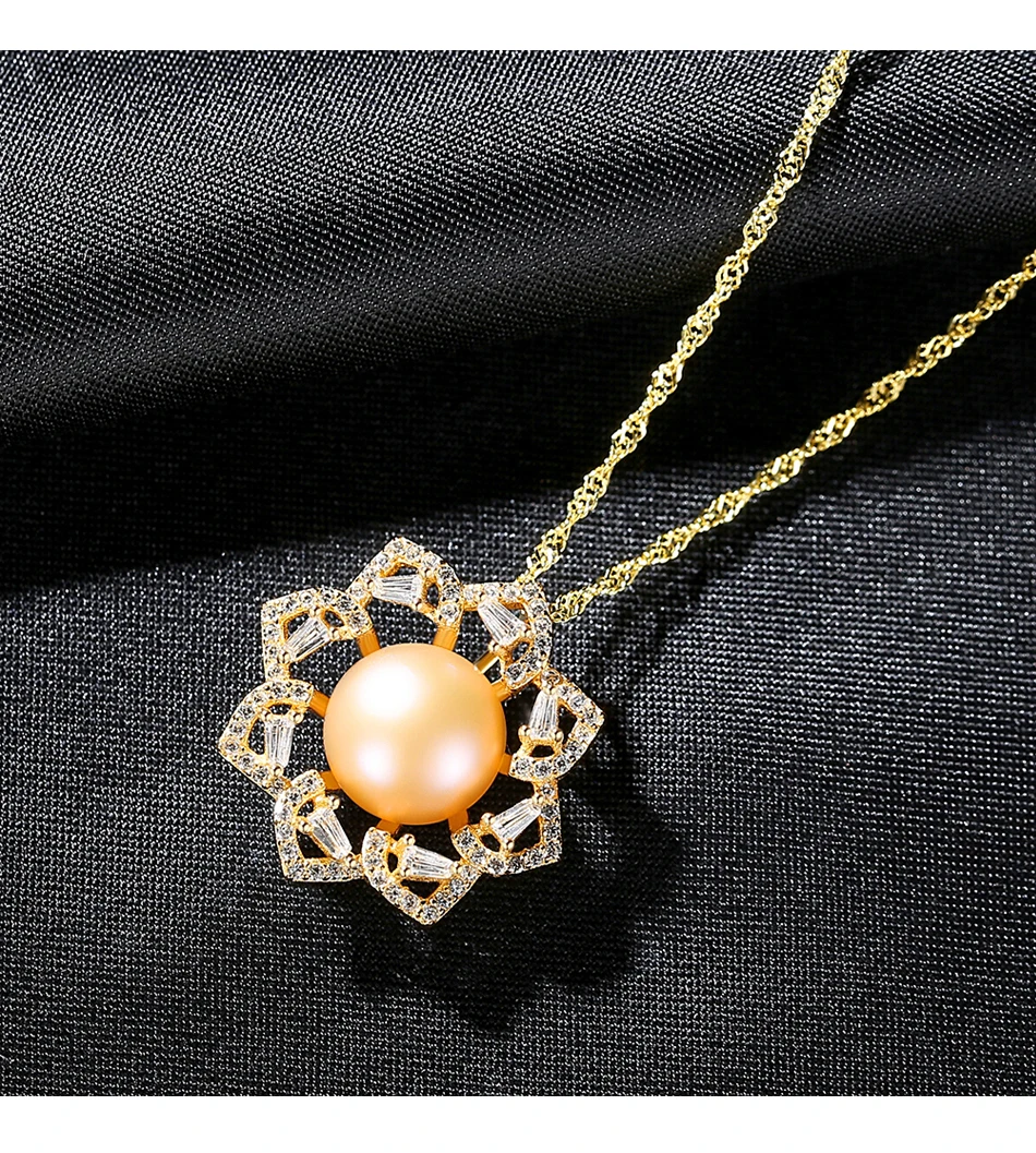 Collana con ciondolo a forma di fiore in argento sterling per donna 2023, elegante per matrimonio, perla naturale fine_voghion.com