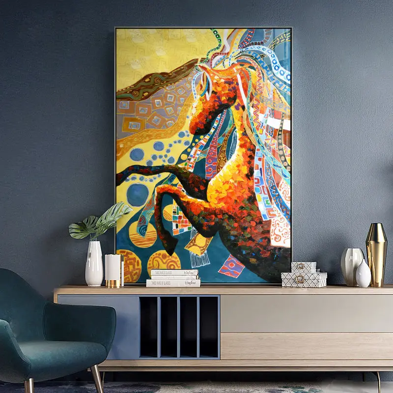

Nordic Luxury Porch Decoration Painting Corridor Aisle Mural Horse Head Painting Abstract Modern Living Room Background Wall Art