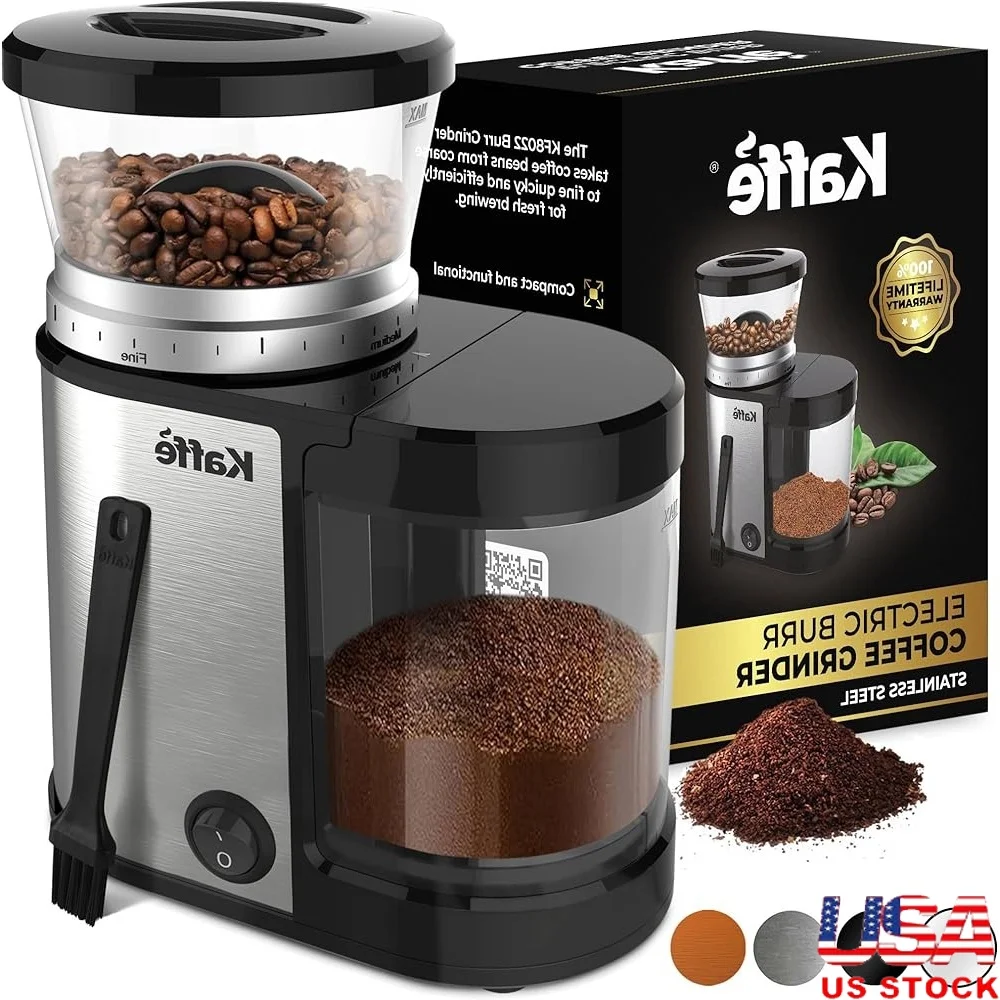 Electric Burr Coffee Grinder Adjustable Coarseness Settings Flat Burr Improved Motor Fresh Coffee Home Brewing 14 Settings