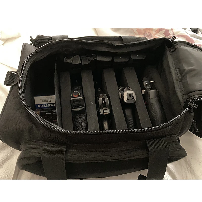 Gun Range Aufbewahrungstasche Molle System Outdoor Jagdzubehör Nylon Gun Tactical Case Taschen Pistolenwerkzeug Schultertasche Sniper Schwarz – Detail 7