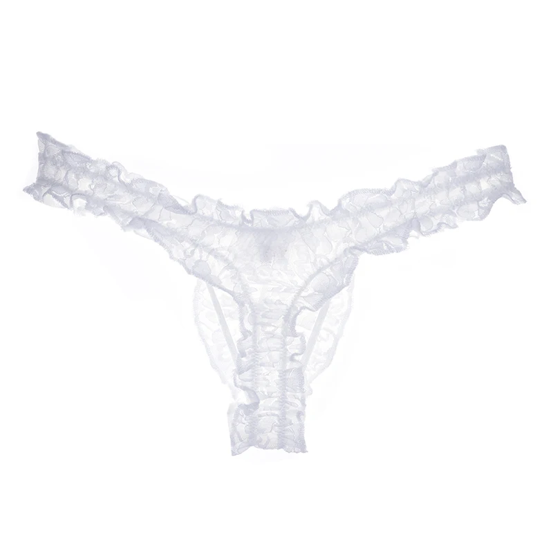 Mens Lace G-string And Thong Sexy Underwear See Through Tanga Bikini String Transparent Male Underpants T-back Panties