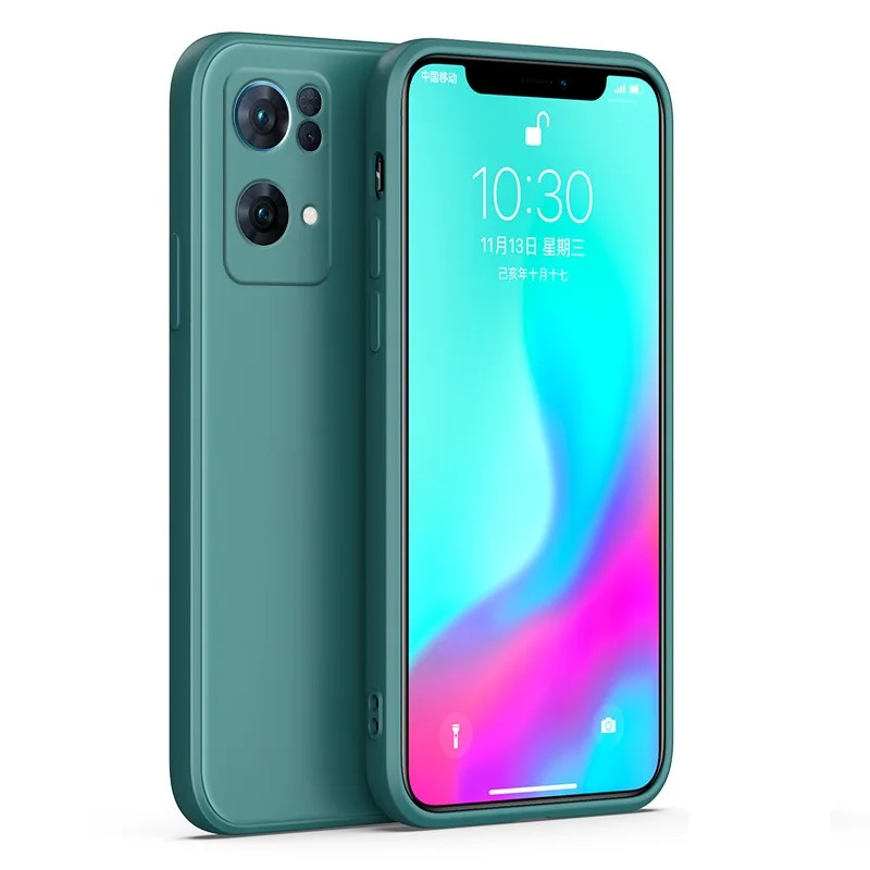 Für OPPO Reno7 Pro 5G SE, einfarbig, gerade Kante, flüssiges Silikon, feines Loch, All-Inclusive-Objektivschutz, Co_voghion.com