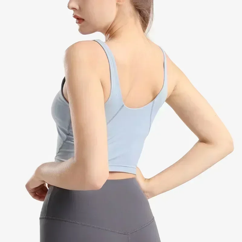 Lemon U-Back Workout Gym Yoga Bras Women Racerback Tank Sexy Sports Sleeveless Shirt Loose Athletic Tops