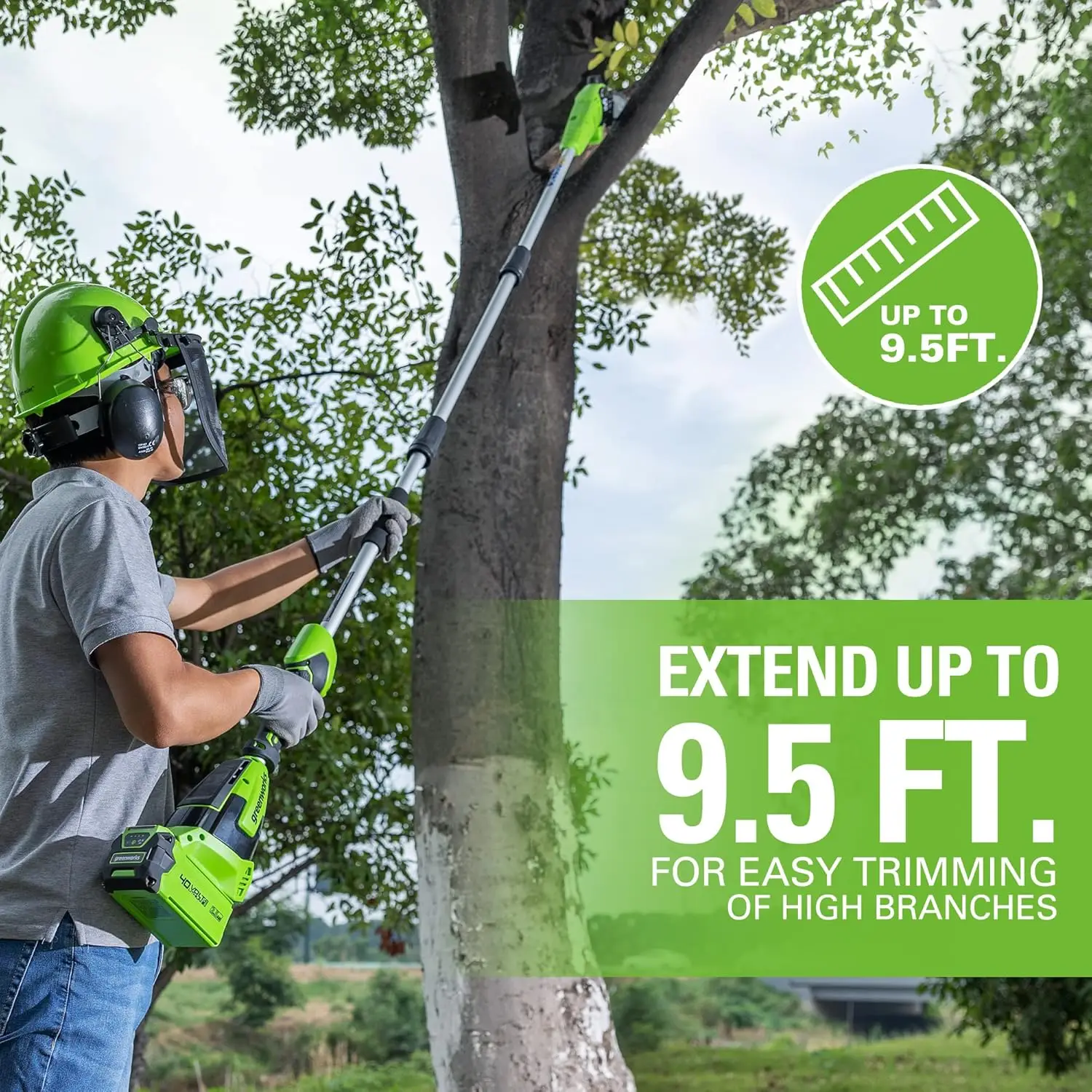 40V Brushless Pole Saw Pole Hedge Combo Battery and Charger Included EASY ADJUST TENSIONING For easily trimming branches