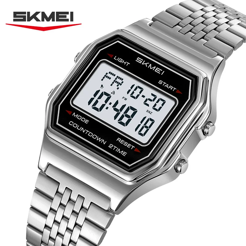 SKMEI Male Business Digital Stainless Steel Strip Watches Fashion