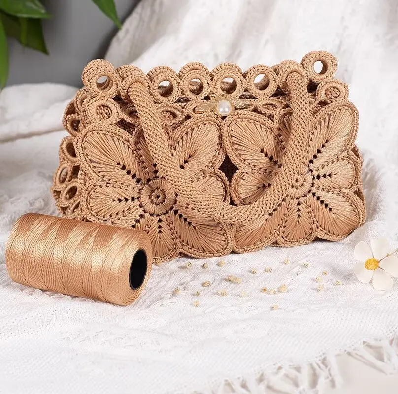 100g/Roll 1mm 230 Meters Ice Silk Summer Crochet Yarn for DIY Knitting Bag Shoes Hat Hollow Polyester Rope Thread Handmade Craft