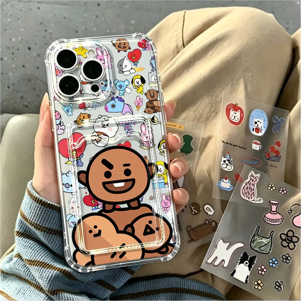 Cute Cartoon Card Holder Phone Case with Airbag Protection