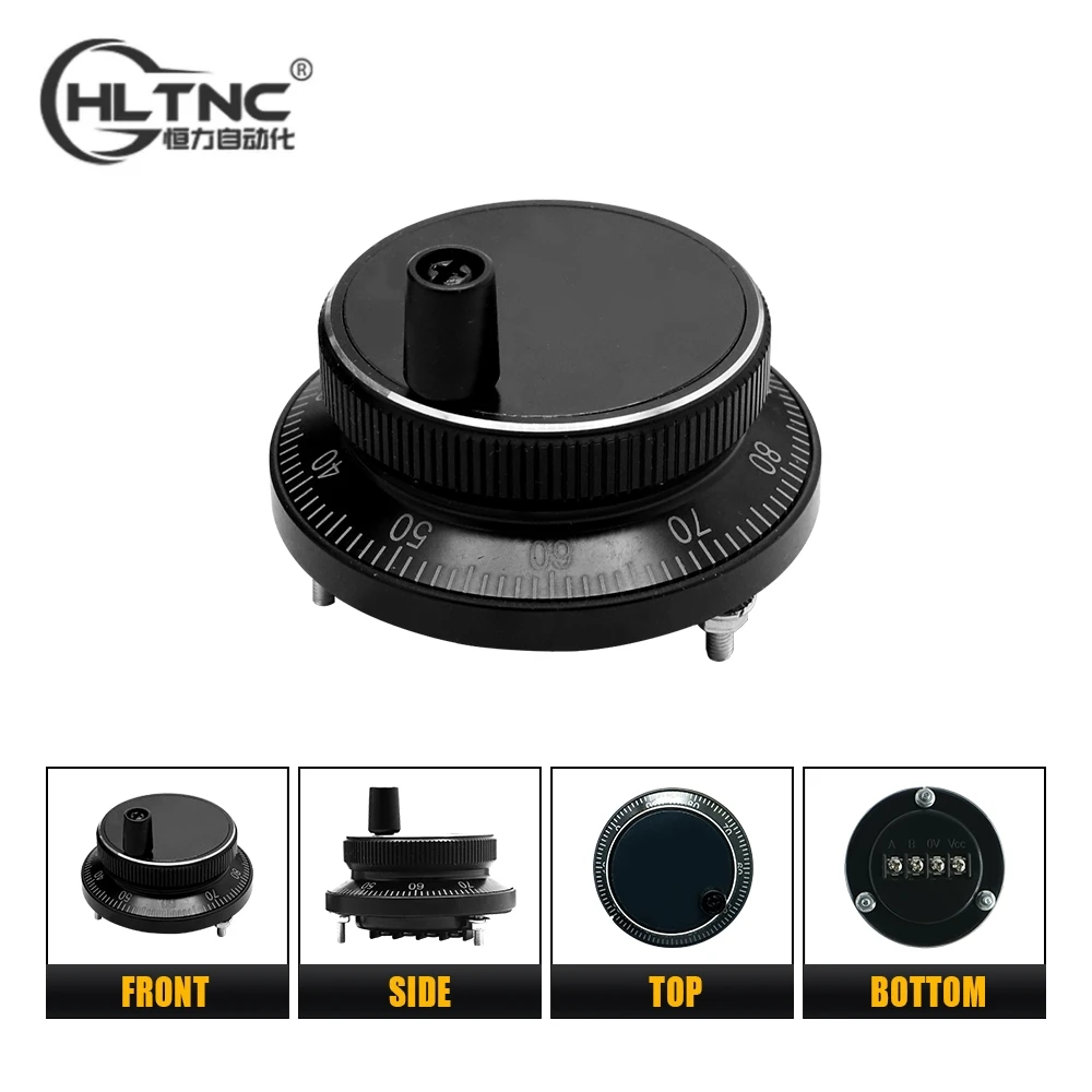 HLTNC CNC Pulser Handwheel 5V-24V 60mm 25 100PPR Manual Pulse Generator Hand wheel Machine Rotary Encoder Electronic 4pins 6pins cnc handwheel