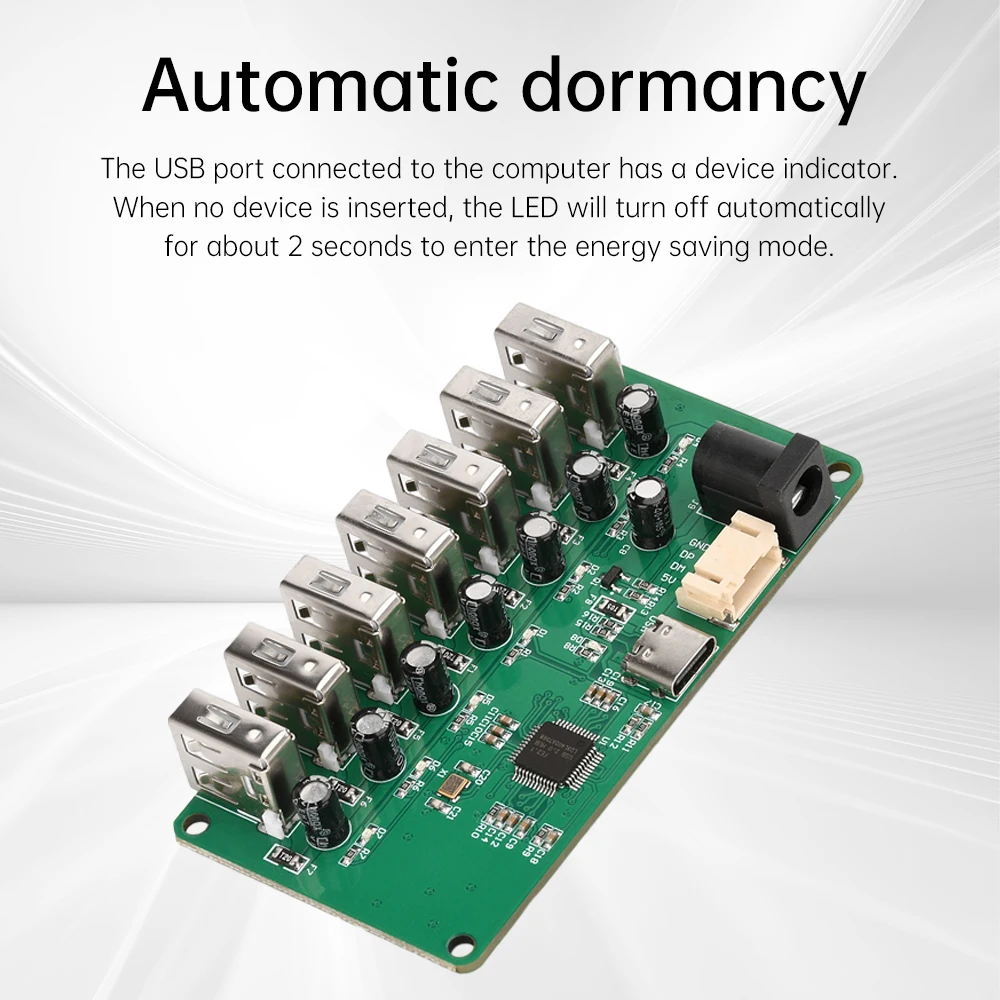 USB 2.0 HUB Module 1 to 7-port Hub USB Expansion Module Seven Port Splitter with Power Supply 2.0 Expansion