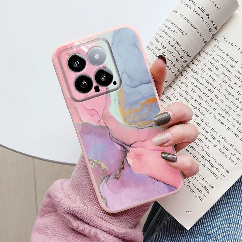 Colorful Marble Luxury Soft Shockproof Phone Case with Watercolor Oil Painting Design