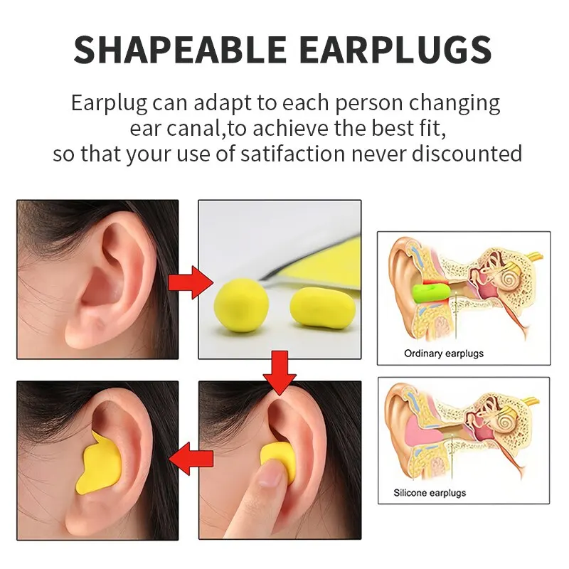 Bouchons d'oreilles moulables en Silicone, 60 pièces/paquet, Anti-bruit,  réduction du bruit, Protection de sommeil, bouchons d'oreille souples  Anti-ronflement - AliExpress