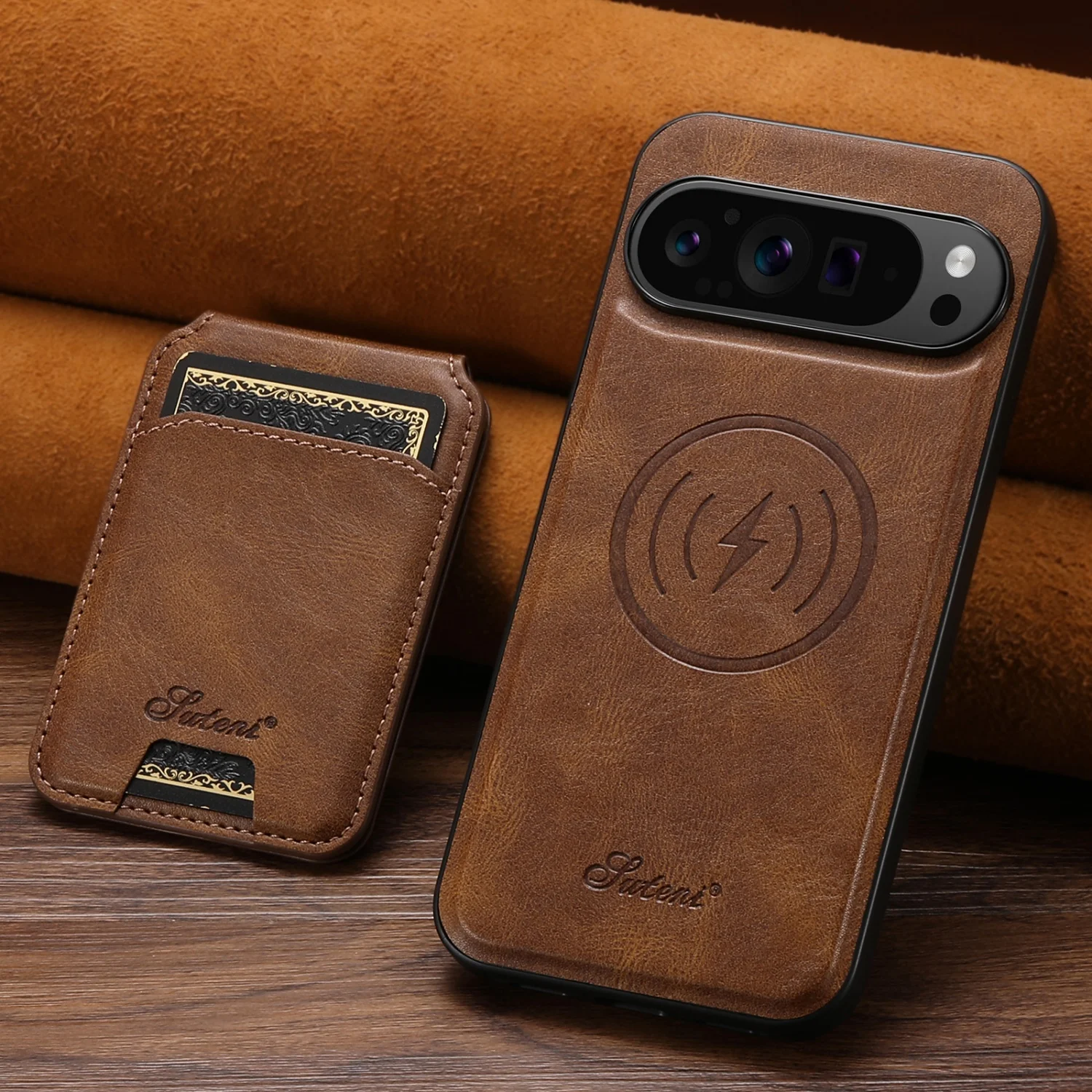 Premium Two-in-One TPU Leather Case with Card Holder and Magnetic Insertion