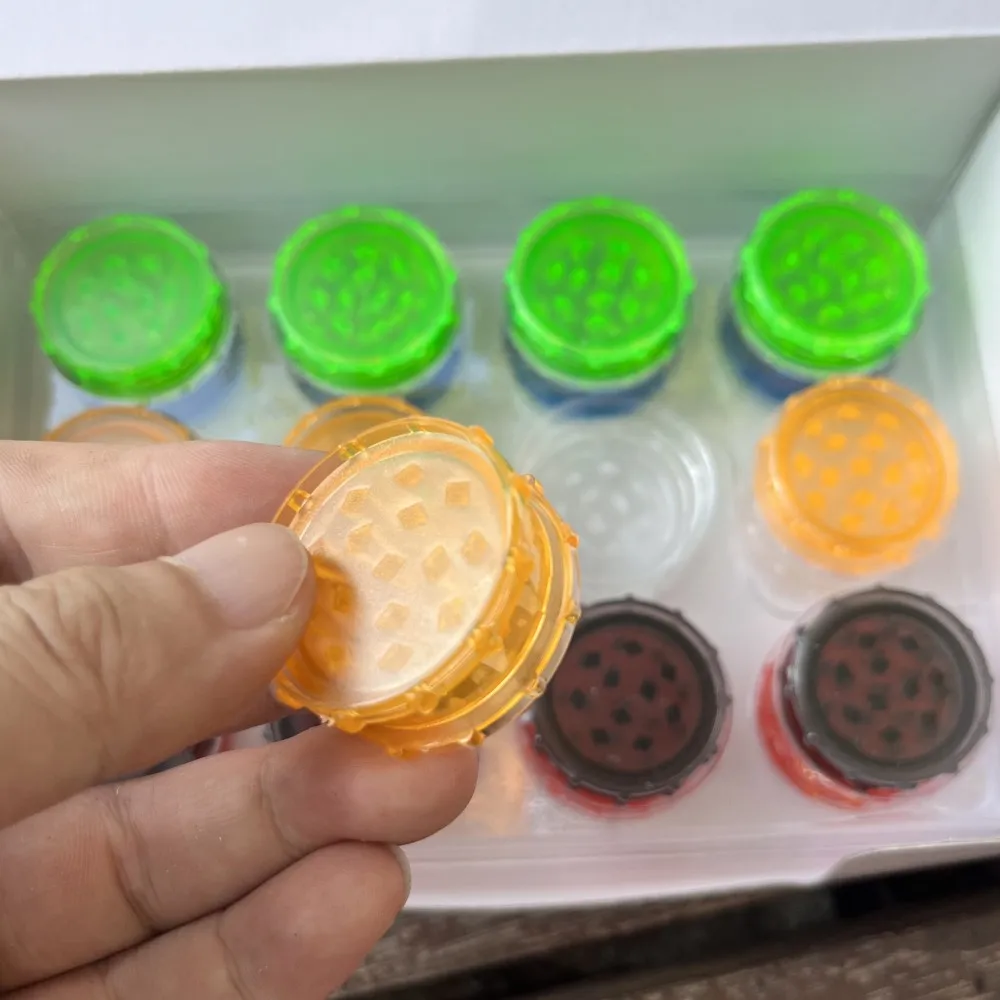 Herb Grinder Tobacco Grinder Manual Spice Grinder 48Pcs/Pack 35MM 2Layers Plastic Pepper Mill Spice Crusher Hand Muller Smoking Grinder Mixed Color