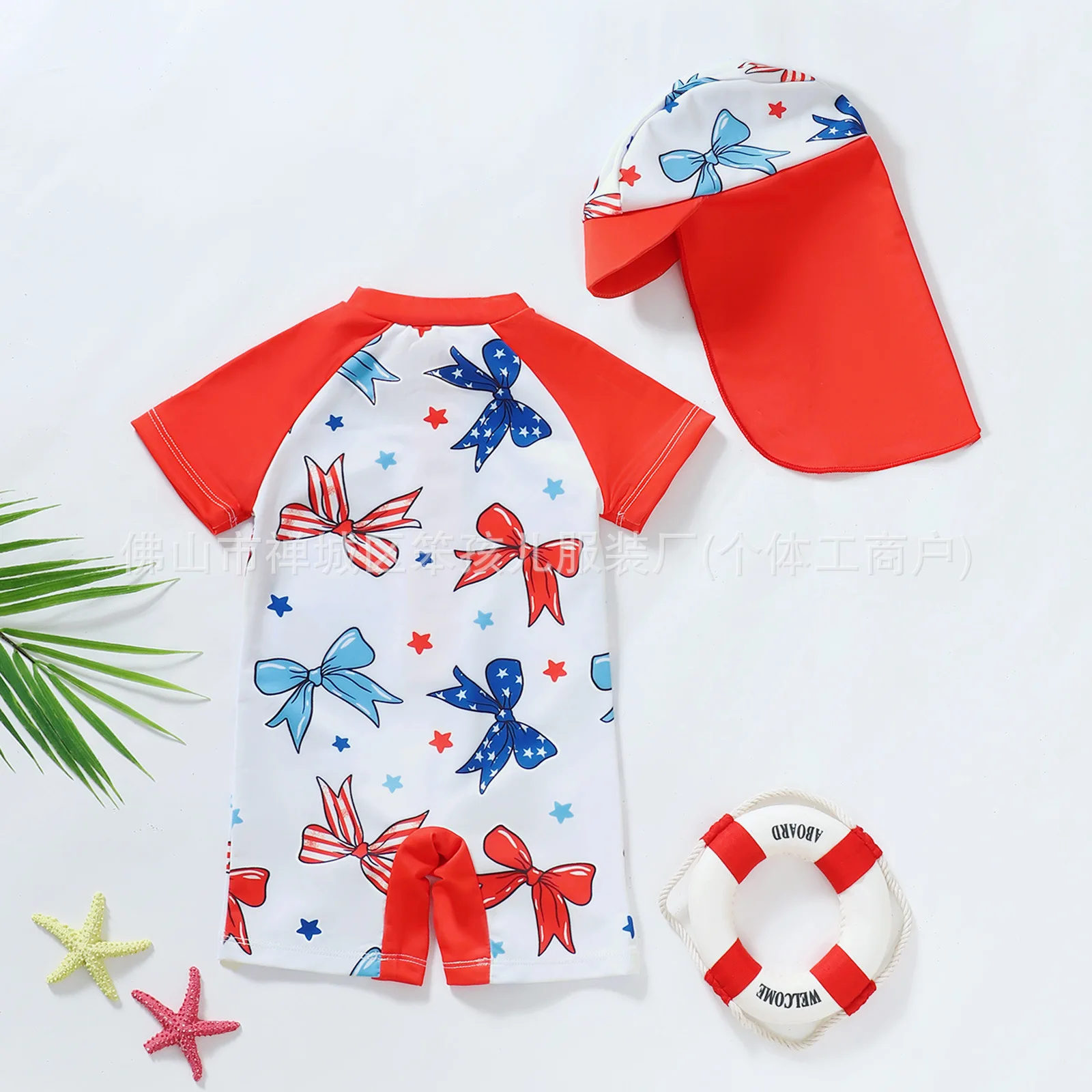 Easter Print Summer Color Block Baby Boys Swimming Suit Hat Two Piece Set Sport Style Infant Toddler Clothing from Mainland Chin