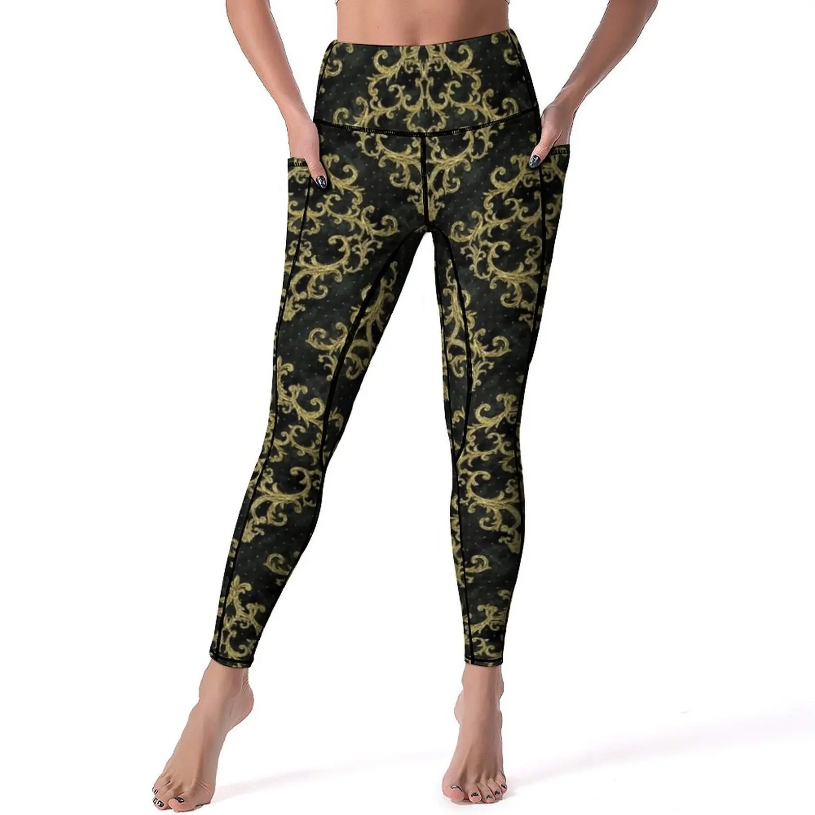 

Baroque Floral Yoga Pants Sexy Vintage Print Design Leggings High Waist Fitness Gym Leggins Female Elegant Stretch Sports Tights