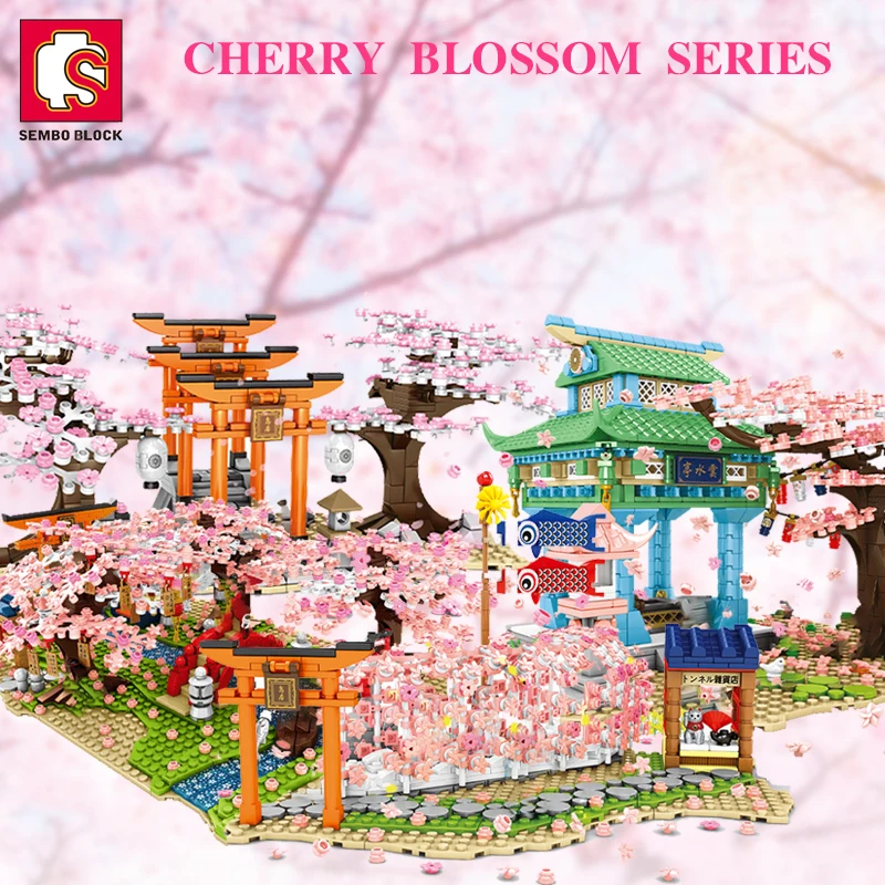 de construction sakura pour combinaison vue sur la aucune arbre japonais maison de mini jouets de construction