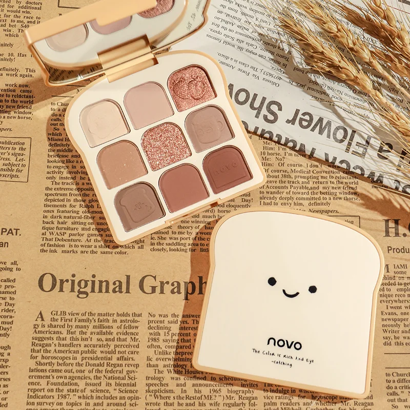 NOVO Toast 9 Colors Matte Eyeshadow Palette Pearlescent Eye Plate Cute Makeup Palette Female Cosmetic Lasting Nature Beauty eye shadow eye shadow plate