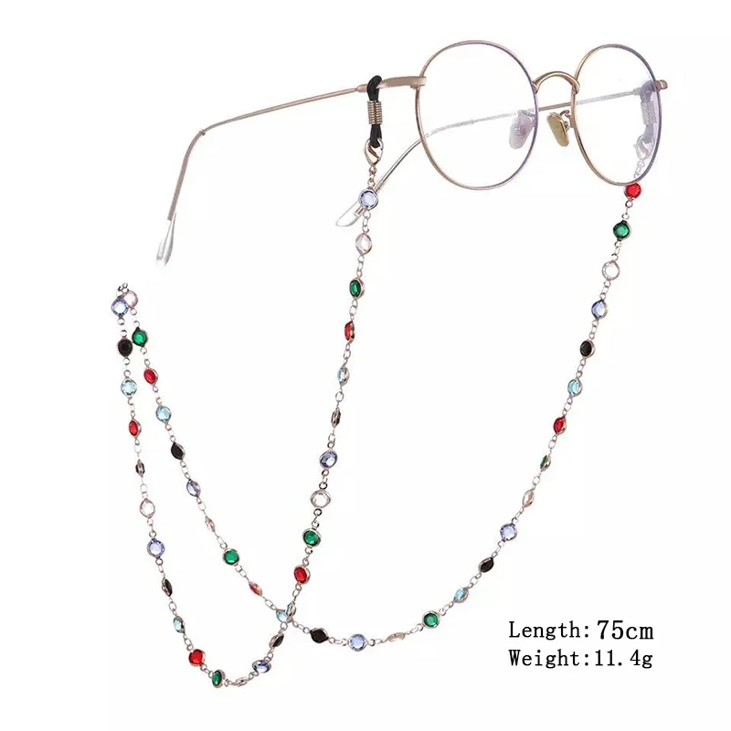 Fashion Colorful Crystal Bead Reading Glasses Chain Women's Glasses Chain Accessory Eyewear Straps Cord Sunglasses String Gift