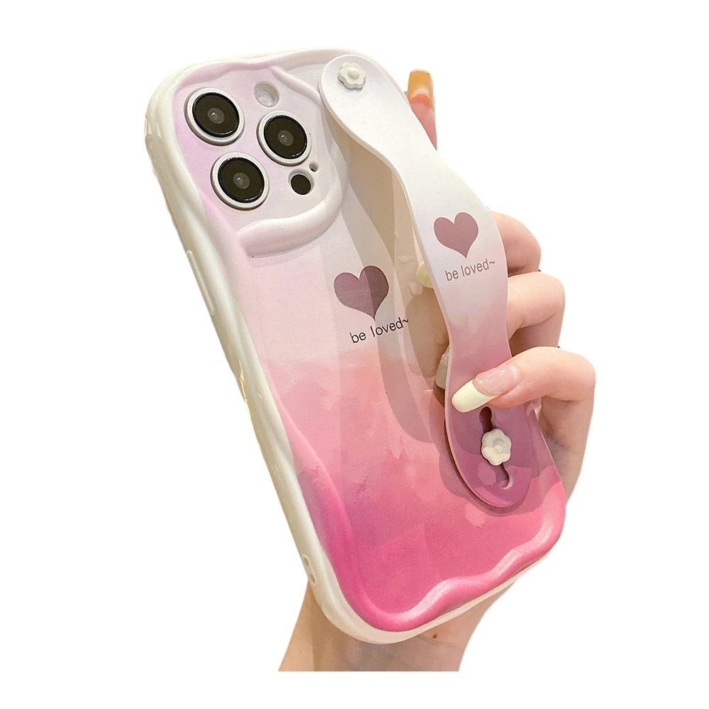 Love Heart Wrist Strap Phone Holder Case