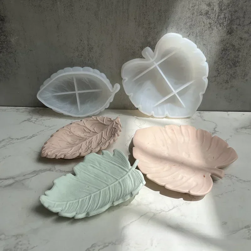 DIY Leaf Storage Tray Silicone Mold Leaf Mirror Storage Box Crystal Drop Glue Mold Ginkgo Plate Tray Gypsum silicone mold