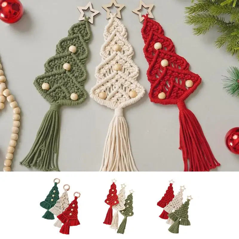 

Woven Christmas Tree Set Christmas Tree Woven Macrame DIY Kit Wall Door Window Hangings Ornaments Decoration Christmas Gifts