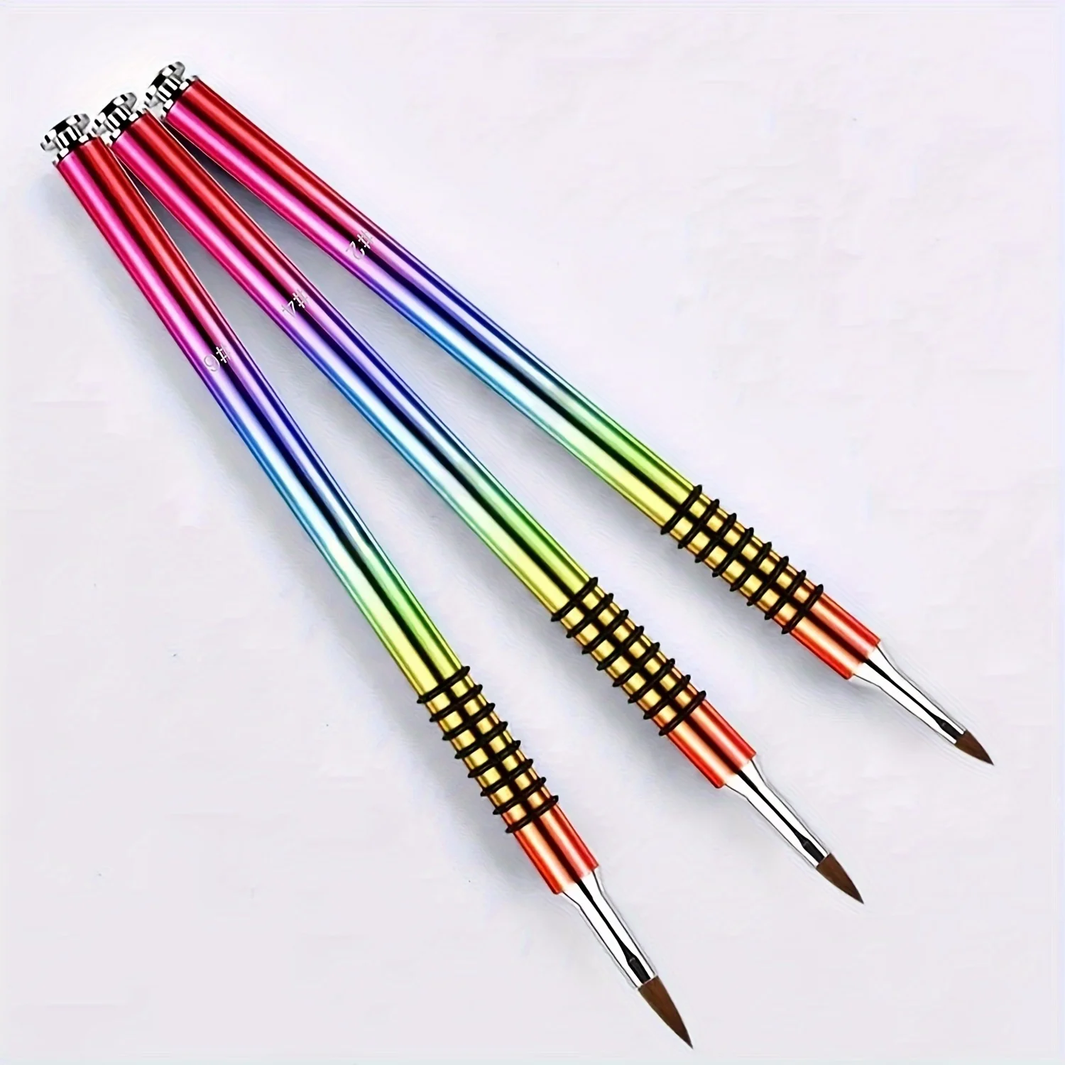 3pcs Acrylic Crystal Nail Brush Professional Nail Beauty Design Non-Slip 3D Nail Art Brush Manicure Tool For Uv Gel Builder Dra 3