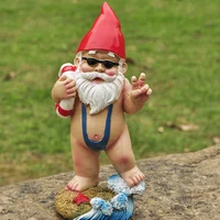 Fun Garden Gnome Statue Resin Crafts Fun White Bearded Dwarf Outdoor Decoration Crafts 1
