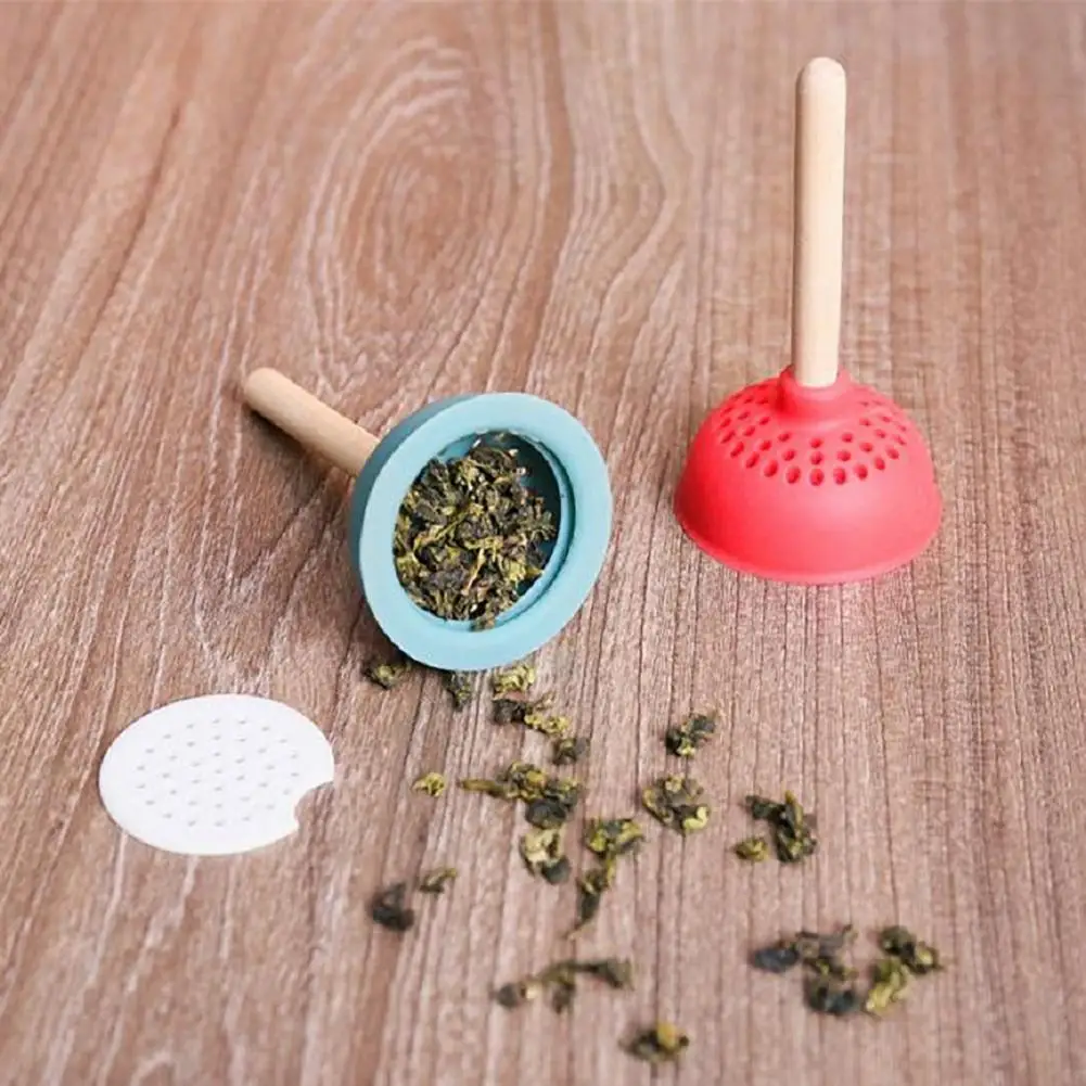 Tea Leaf Filter Toilet Pump Tea Infuser Infuser Durable Silicone Strainer with Handle Teaware for Home Kitchen Stainless
