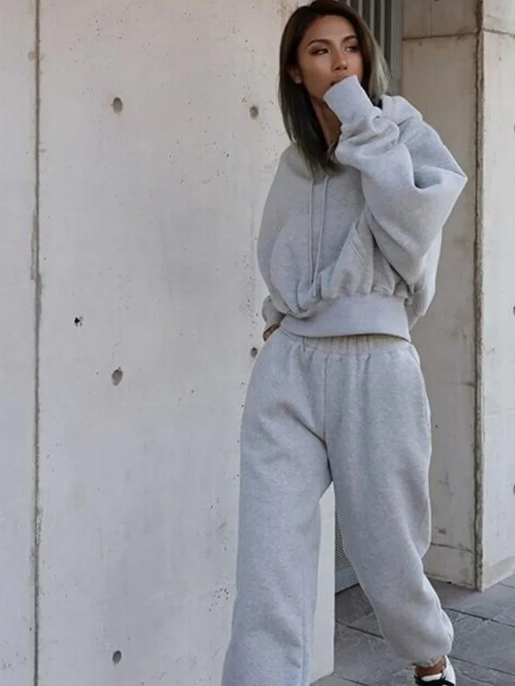 Hoodie&Drawstring Skirt Sportswear 2Pcs