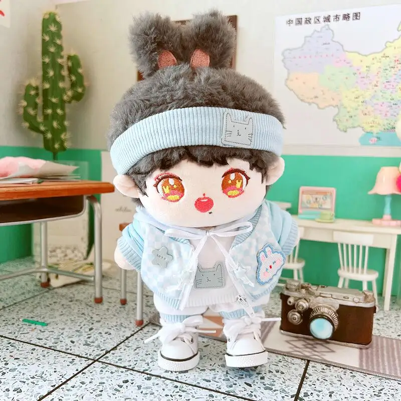

New Arrival 4pc/set 20cm Doll Clothes Cute Rabbit Sweater Jacket Hairband Pants Clothes Suit Outfit Accessories for Dolls