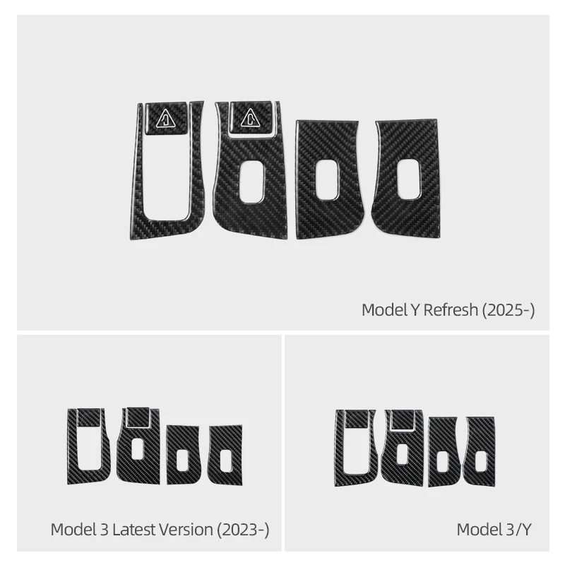 Tesla 2019-모델 3 하이랜드 모델 Y 주니퍼 탄소 섬유 창 리프트 패널 트림 스티커 자동차 인테리어 튜닝 액세서리