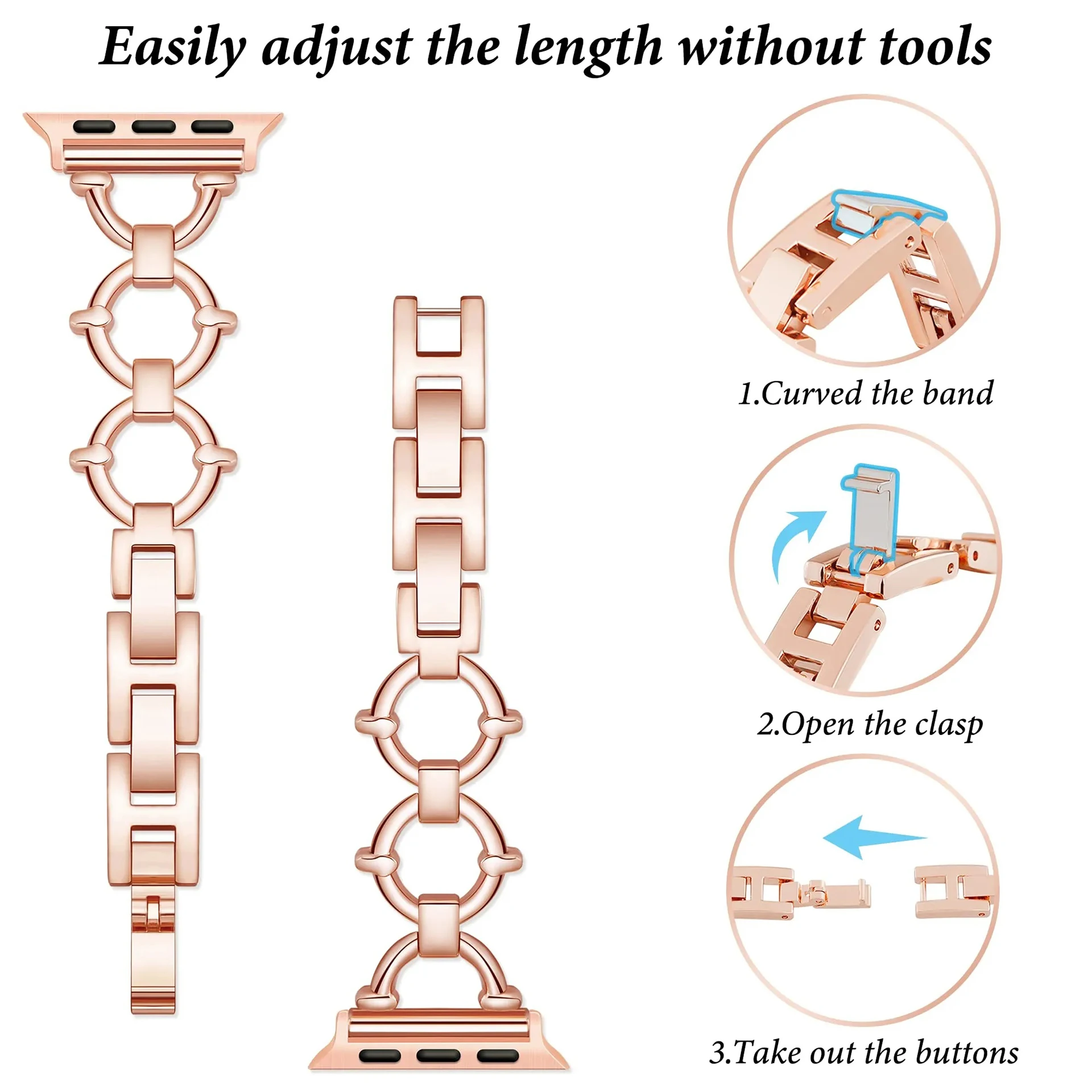 Elegant Women's Slim Stainless Steel Bracelet Watch Band with Metal Strap