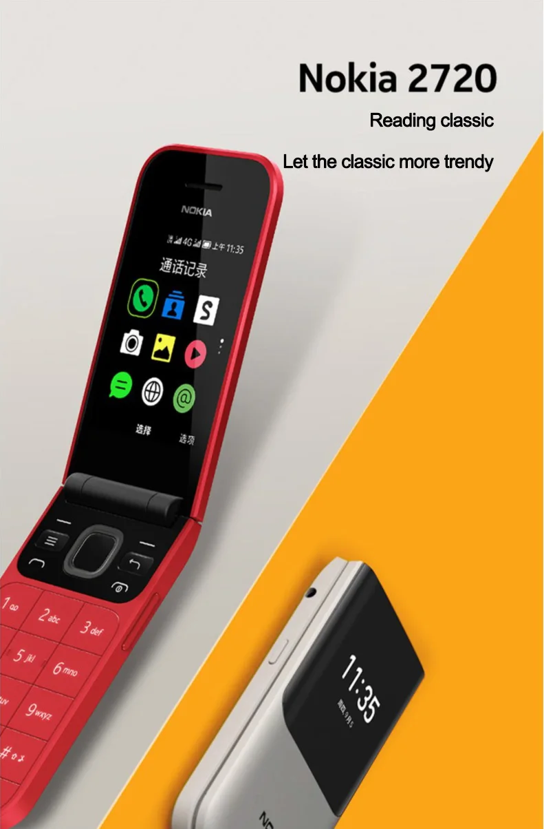 プロモ Original Nokia 2720 Flip (2019) 4G LTE Dual SIM KaiOS Unlocked