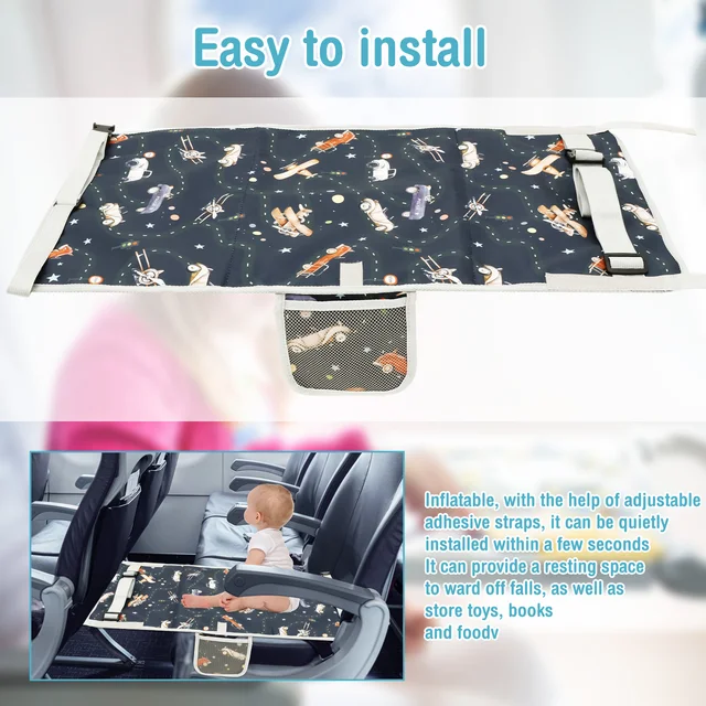 Toddler Airplane Bed Oxford Cloth Toddler Plane Seat Extender Portable Breathable Travel Foot Rest Hammock Kids Bed for Car 5