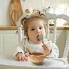 Baby Wooden Tableware Set Dinosaur Bamboo Wooden Plate Bowl Silicone Suction Wooden Handle Fork Spoon for Children Feeding Gift 5