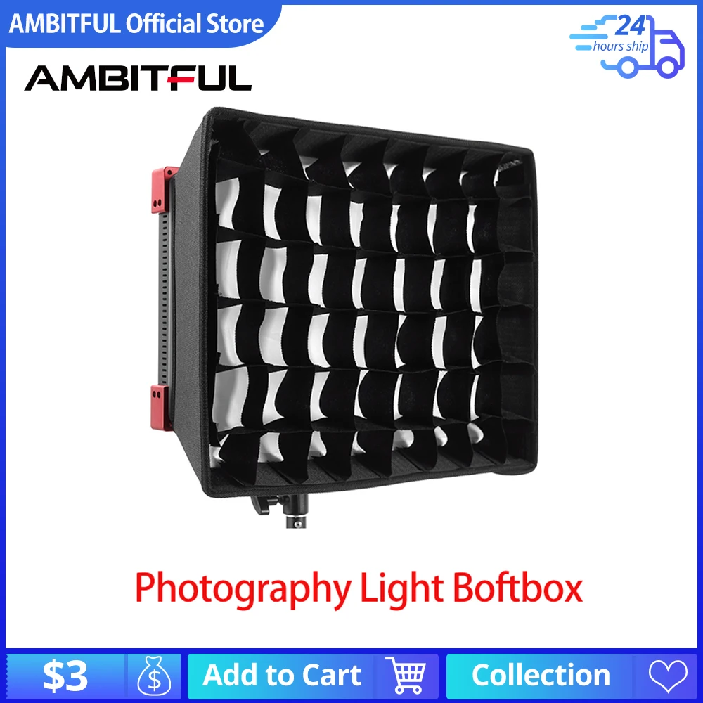 LEDP60C Dedicated Flat Light Softbox + Grid (Only Used With AMBITFUL Brand)