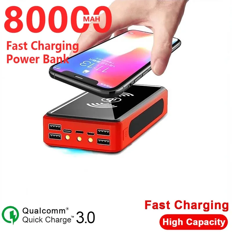 Wireless 80000Mah Qi Solar Quick Charger Power Bank Outdoor Portable Power Bank Batteria Esterna Per Xiaomi Mi Samsung Iphone
