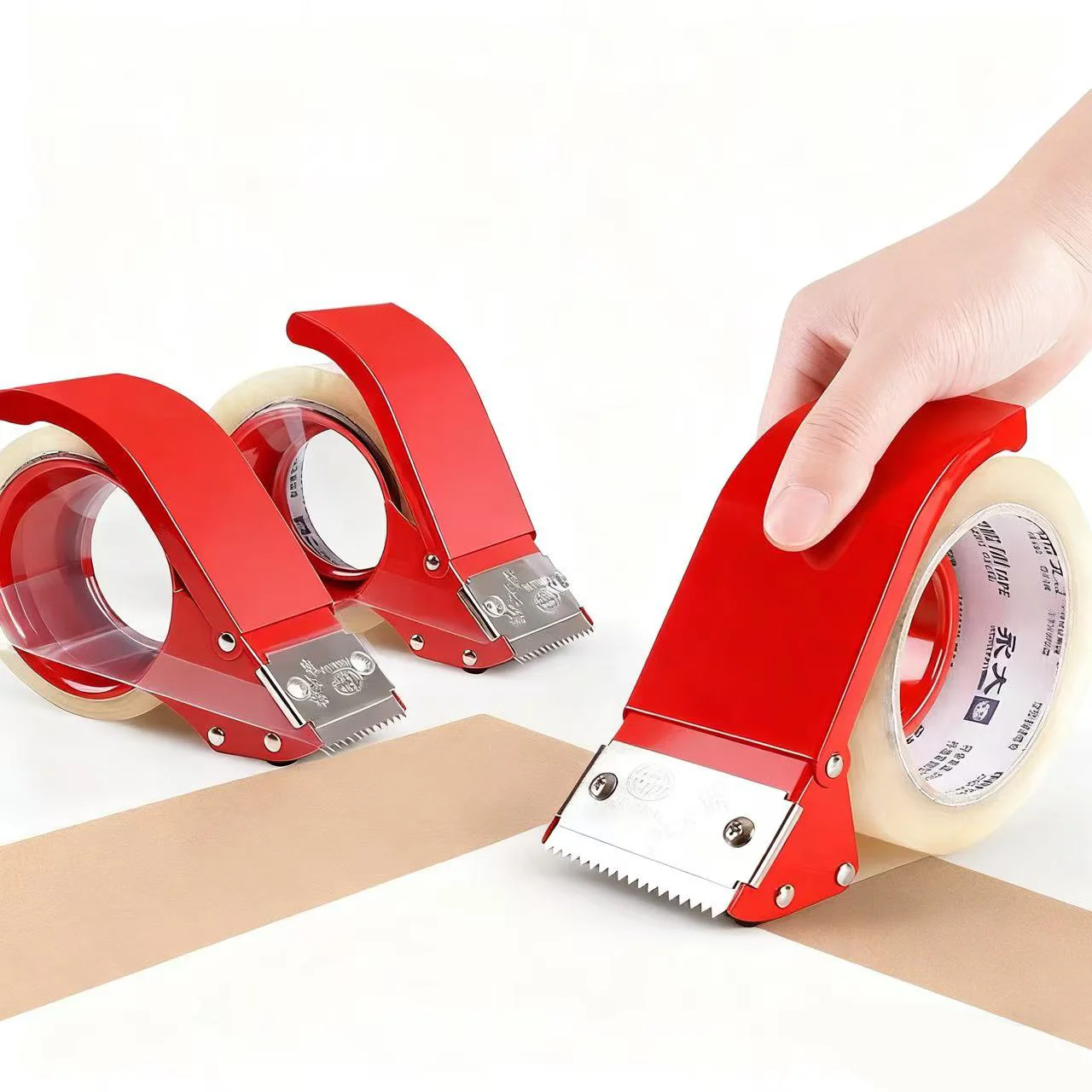 Heavy Duty Handheld Packaging Tape Dispenser with Metal Structure for Efficient Box Sealing