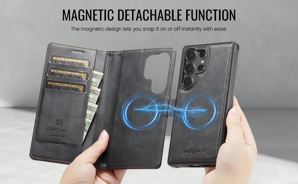 Leather Phone Case 2-in-1 Detachable Wallet Cover With Card Holder For Samsung Galaxy S25 Plus
