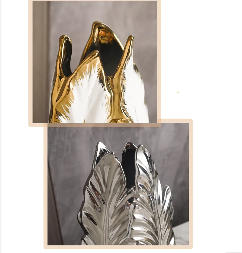 Nordic luxury gold painted ceramic high-end vases personalized living room porch decoration TV cabinet creative home ornament 5
