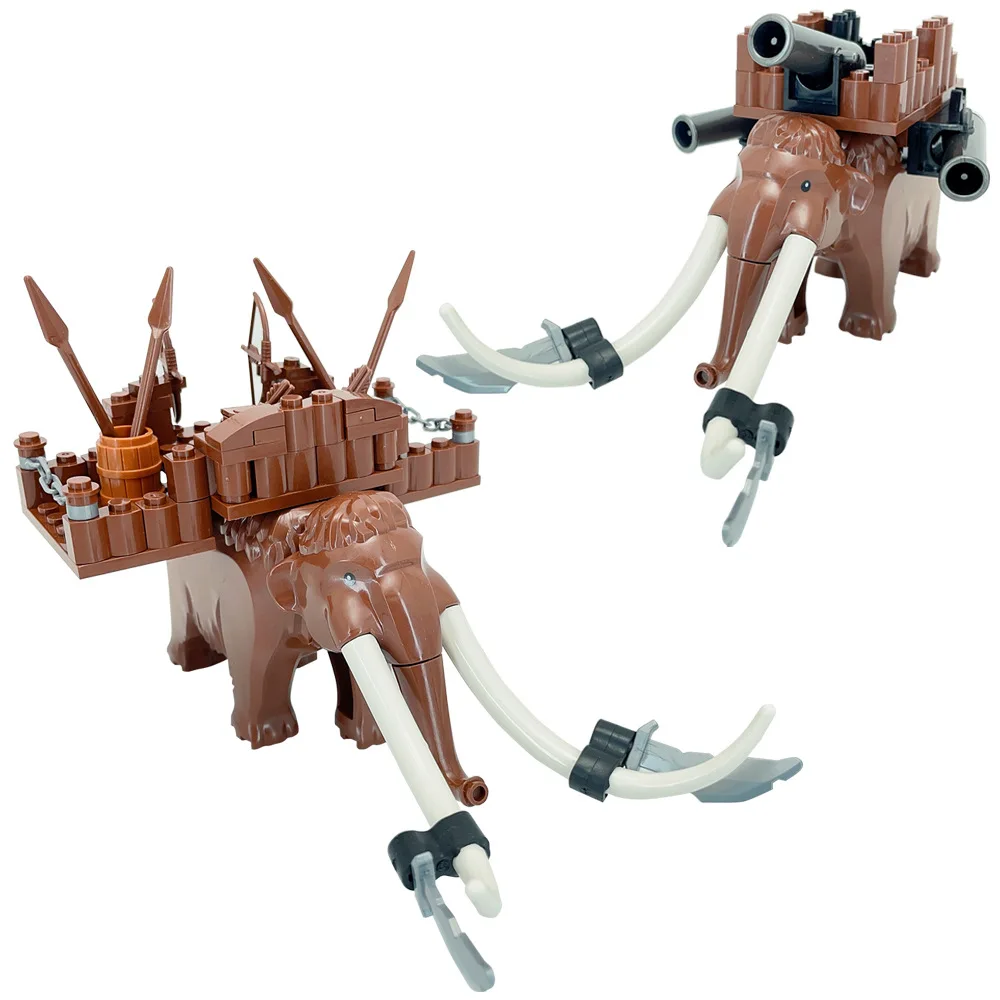 Compatible With LEGO MOC Small Particle Building Block Animals, Mammoths, Medieval Weapon Scenes, Mount sandbars, Military Toys