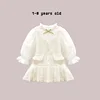 Fashionable Fake Two-Piece Dress for Baby Girls Ages 1-7 Princess Style Autumn Wear Elegant Ladylike Small Fragrance Trend