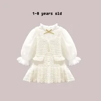 Fashionable Fake Two-Piece Dress for Baby Girls Ages 1-7 Princess Style Autumn Wear Elegant Ladylike Small Fragrance Trend
