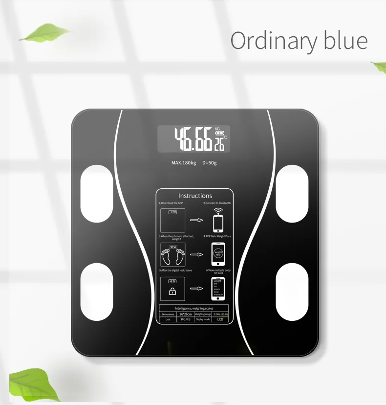 

B50 Intelligent Body Fat Scale Bluetooth Bathroom Scales LED Smart Weight Scale Balance Body Composition Analyzer for Home